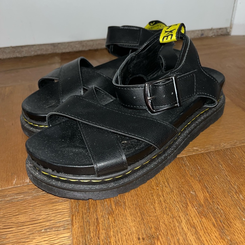 Black Leather Sandals with Buckle